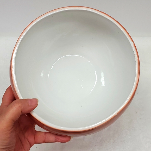 Vintage large peach coloured porcelain pedestal fruit bowl Made in Italy - Picture 3 of 8